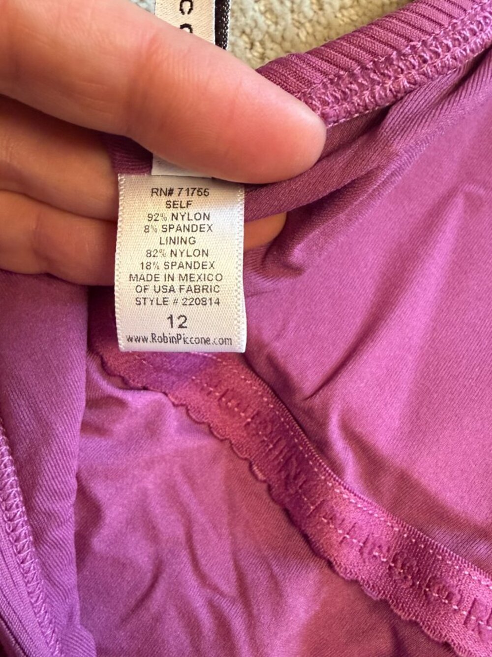 Robin Piccone Amy High Neck One Piece Swimsuit NWOT Ribbed Size 12 - Picture 9 of 10